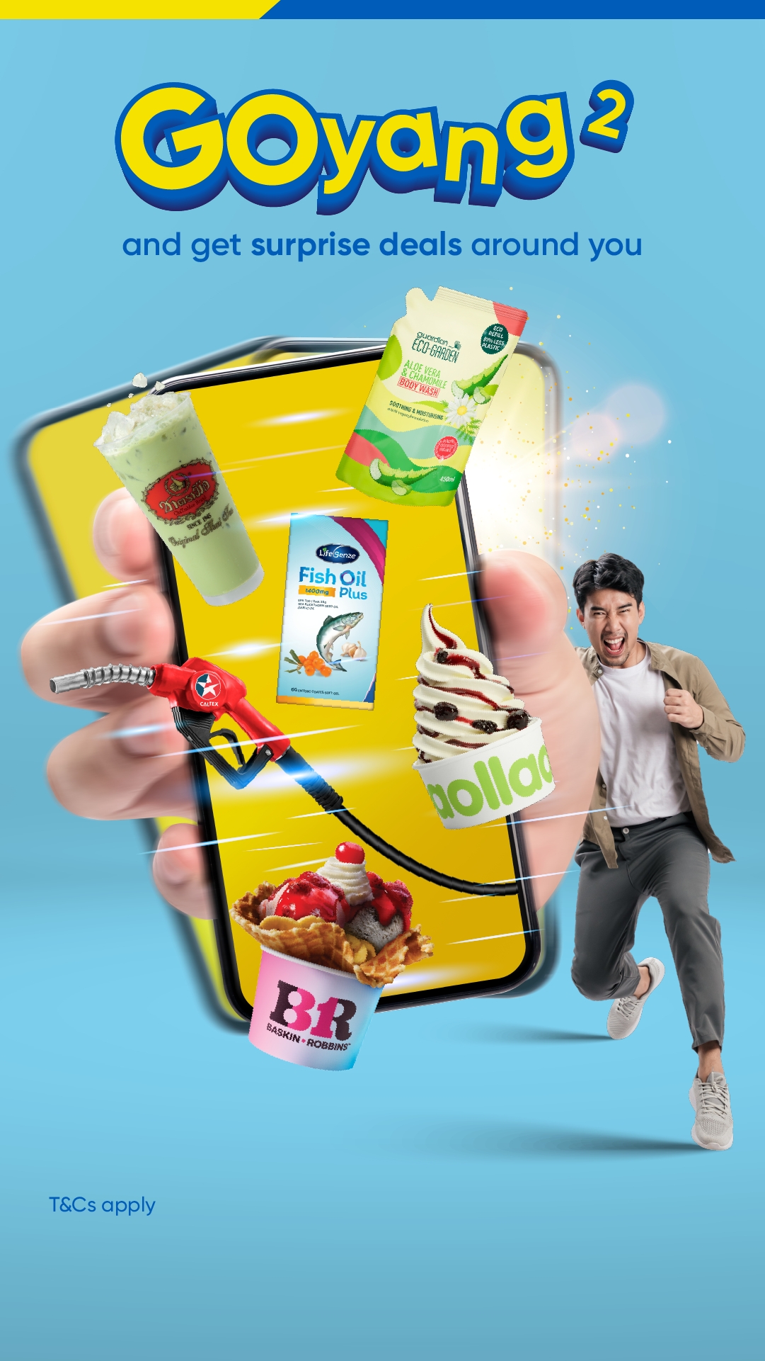 A person running with a hand holding a phone

Description automatically generated