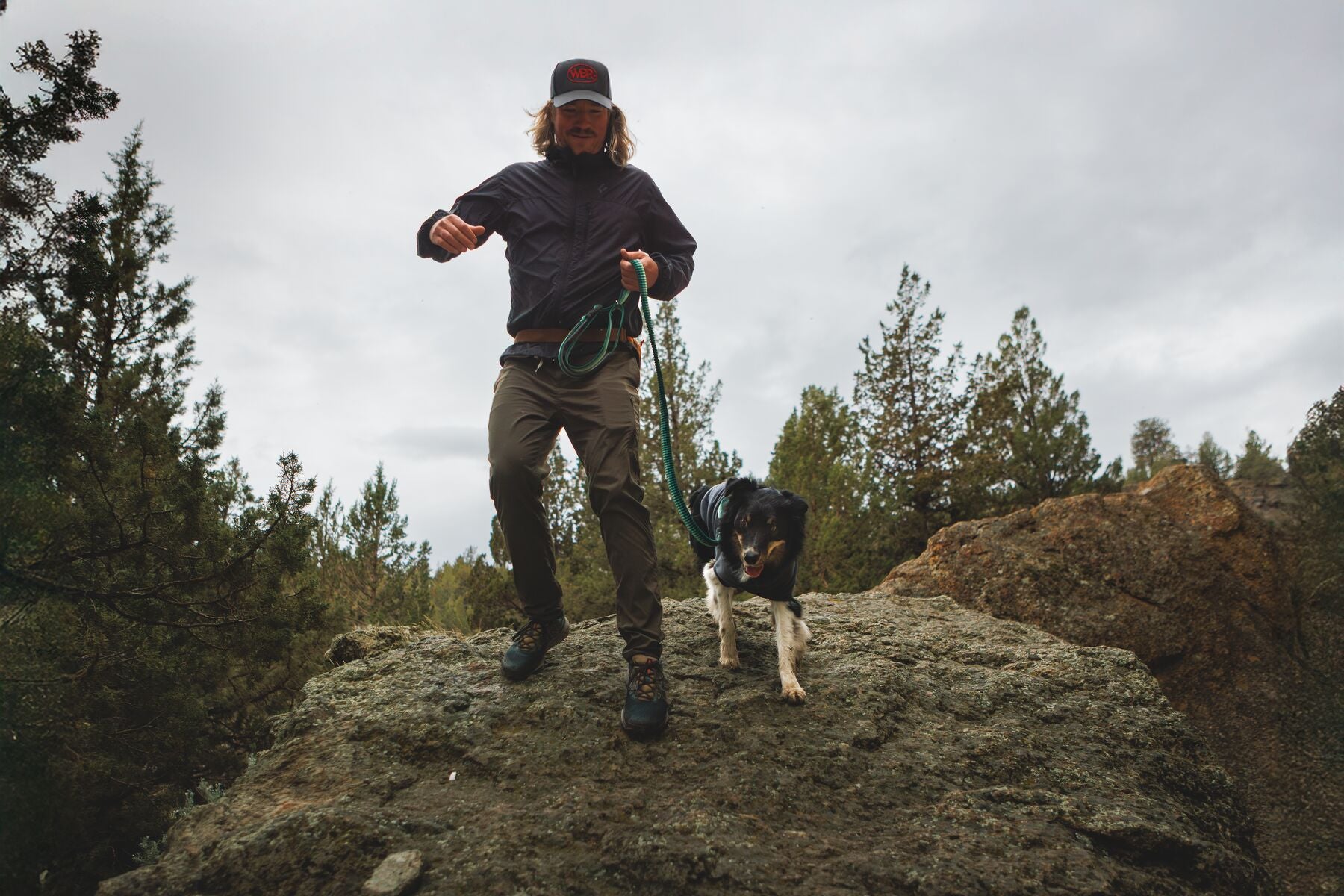 Dog walking in winter using Ruffwear leash