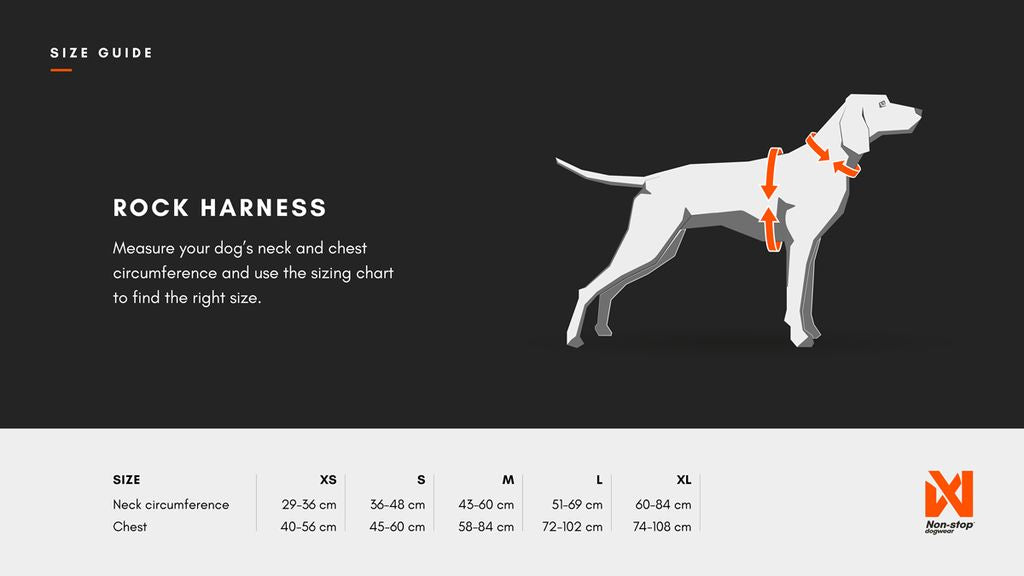 size guide Non-stop dogwear rock harness long