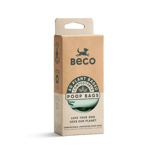 Beco Compostable Poop Bags Unscented 60 Pack Big and Strong