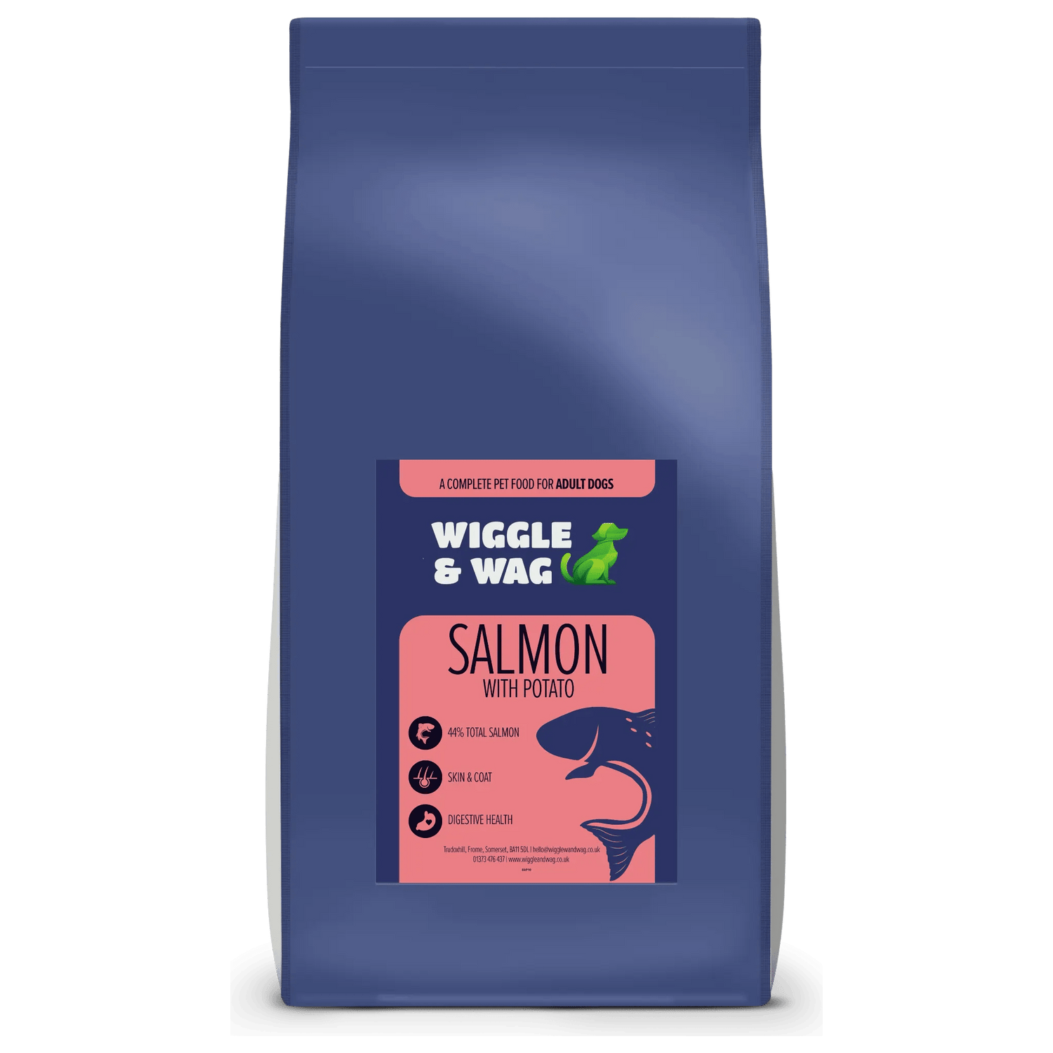 Wiggle and Wag Salmon With Potato, Complete Adult Dog Food