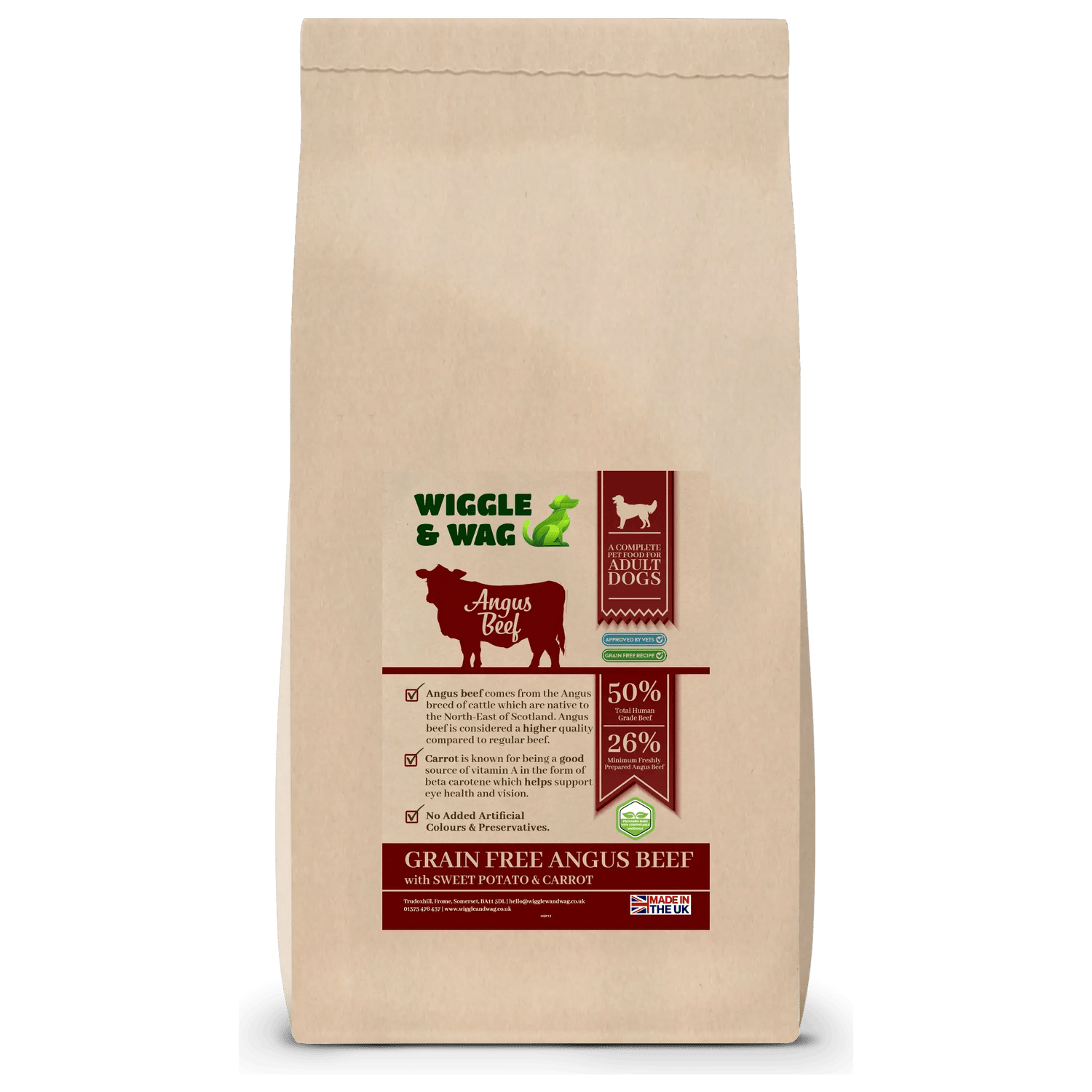 Wiggle & Wag Grain Free Angus Beef Dog Food