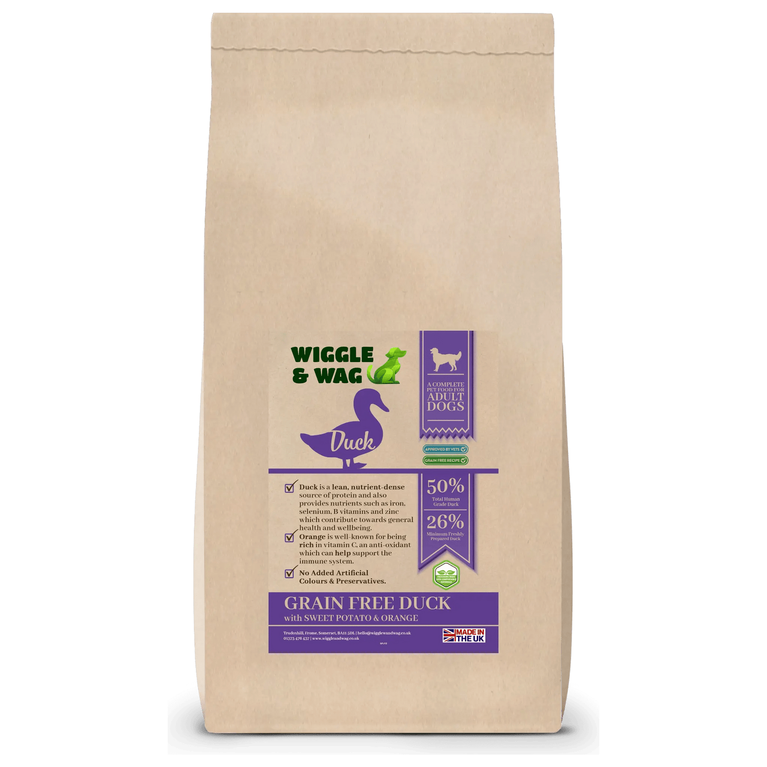 Wiggle & Wag Grain Free Duck Dog Food