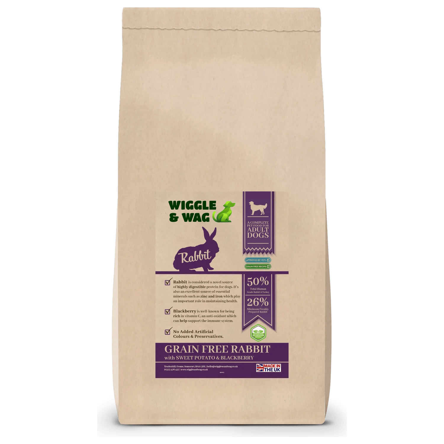Wiggle & Wag Grain Free Rabbit Dog Food